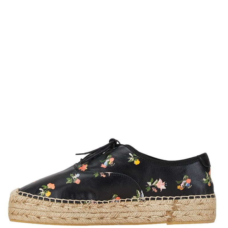 Saint Laurent Floral Espadrilles Black Leather