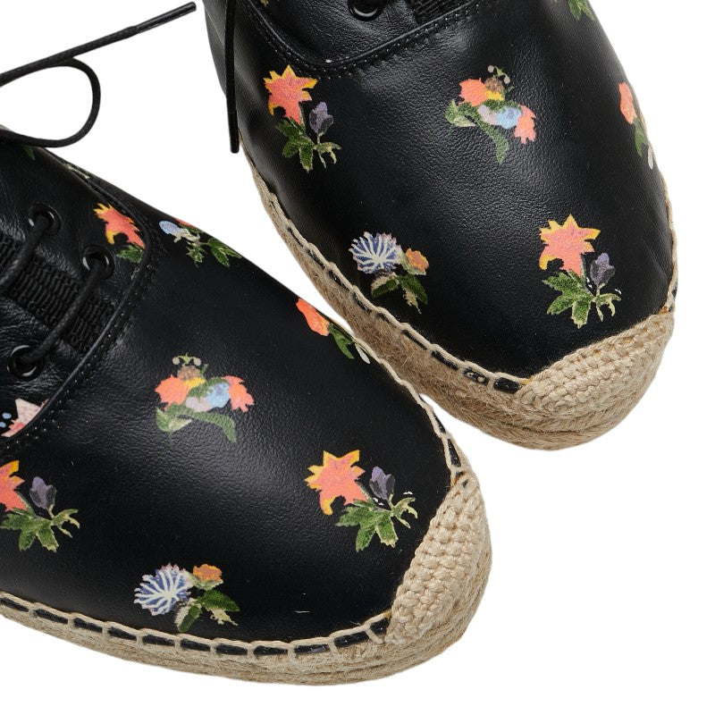 Saint Laurent Floral Espadrilles Black Leather