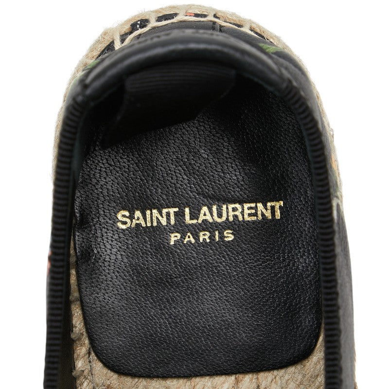 Saint Laurent Floral Espadrilles Black Leather