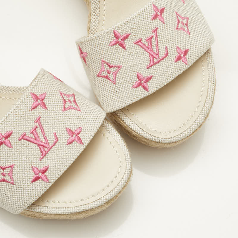 Louis Vuitton Starboard Line Espadrille Sandals Canvas Leather in Very Good Condition