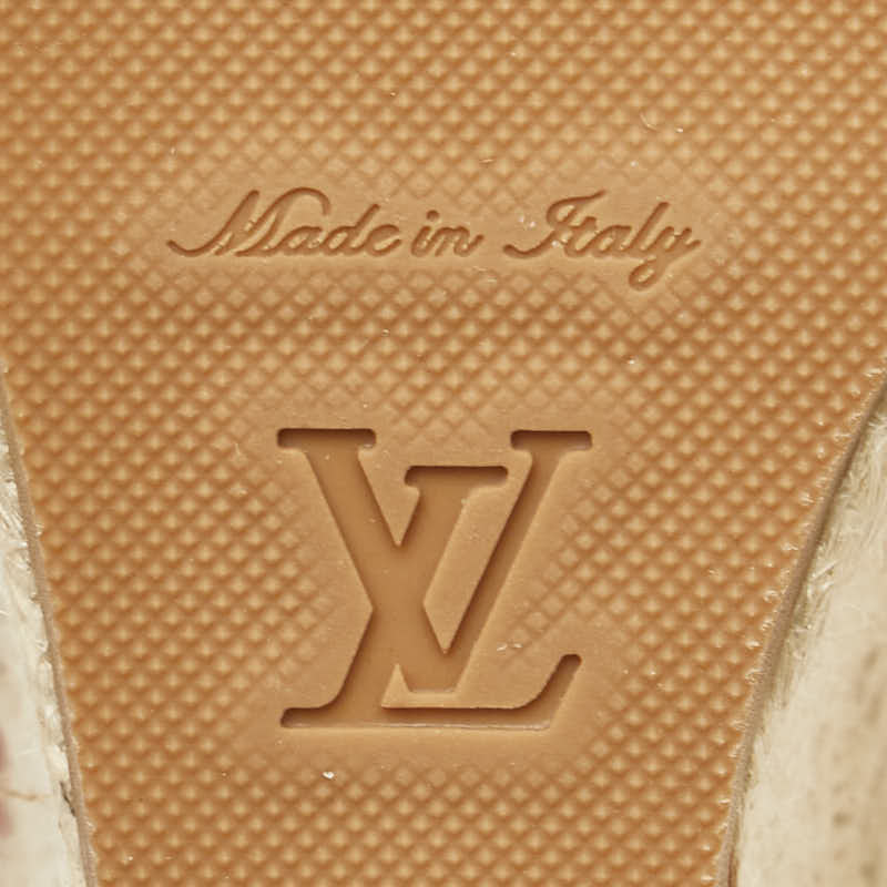 Louis Vuitton Leather Espadrille Wedge Sandals in Very Good Condition