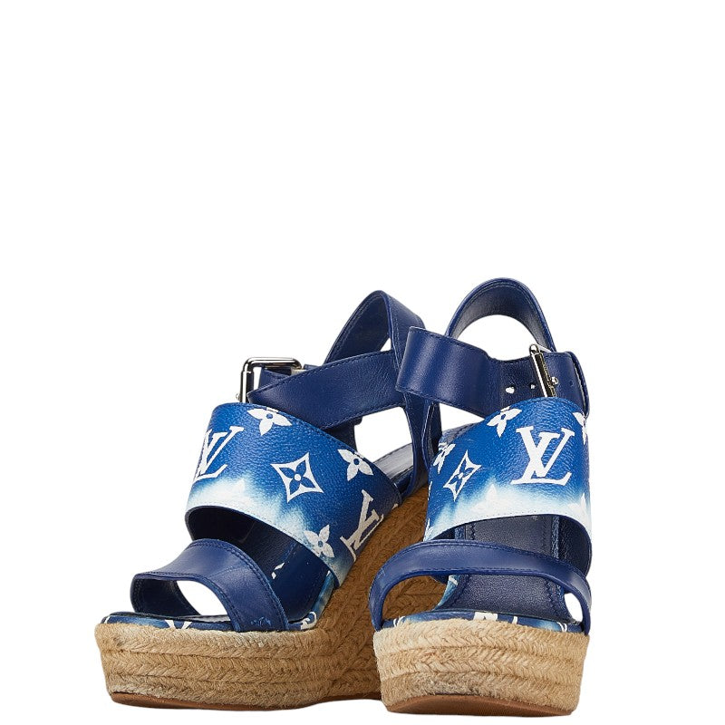 Louis Vuitton Escale Starboard Espadrille Wedge Sandals PVC Leather in Very Good Condition