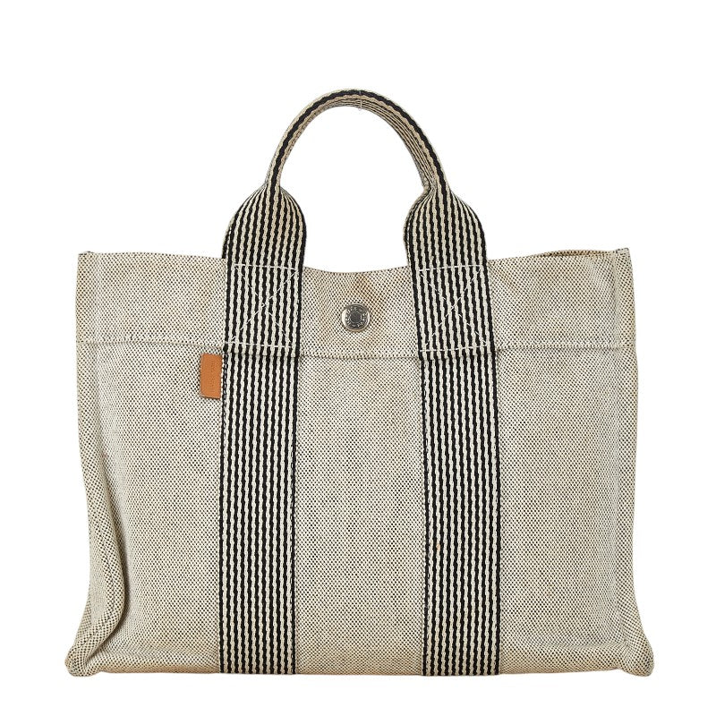 Hermes Canvas New Fourre Tout PM Tote Handbag Light Gray in Very Good Condition