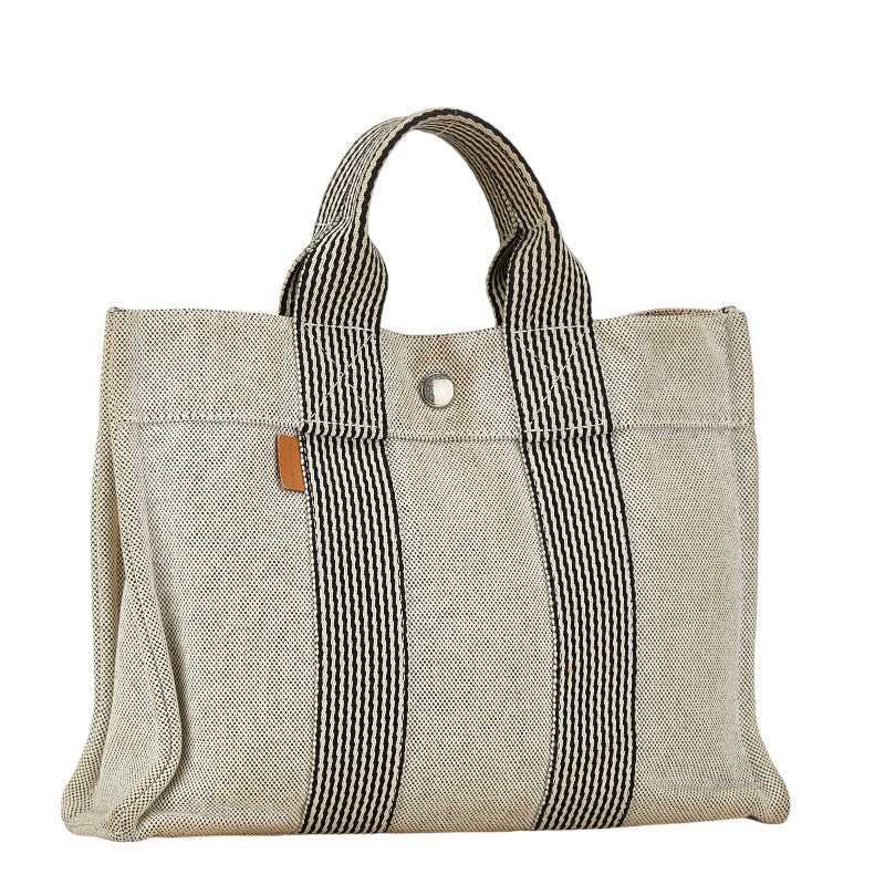 Hermes Canvas New Fourre Tout PM Tote Handbag Light Gray in Very Good Condition