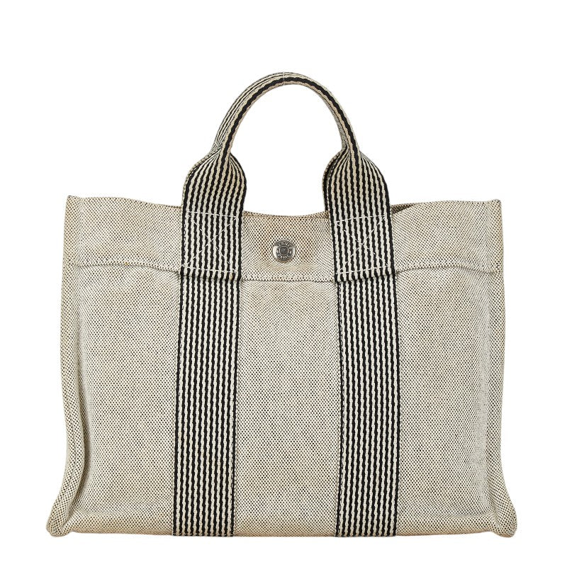 Hermes Canvas New Fourre Tout PM Tote Handbag Light Gray in Very Good Condition