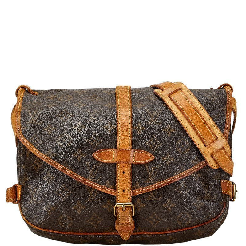 Louis Vuitton Monogram Saumur 30 Shoulder Bag M42256 Brown PVC Leather in Good Condition