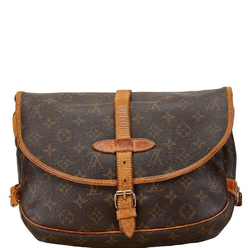 Louis Vuitton Monogram Saumur 30 Shoulder Bag M42256 Brown PVC Leather in Good Condition