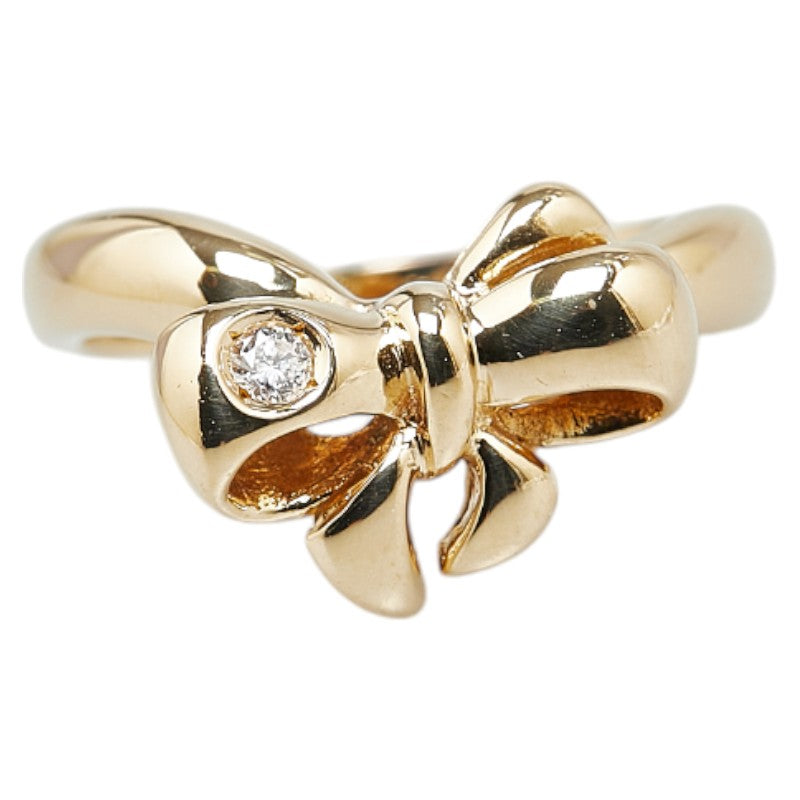 K18YG Yellow Gold Diamond Ribbon Motif Ring