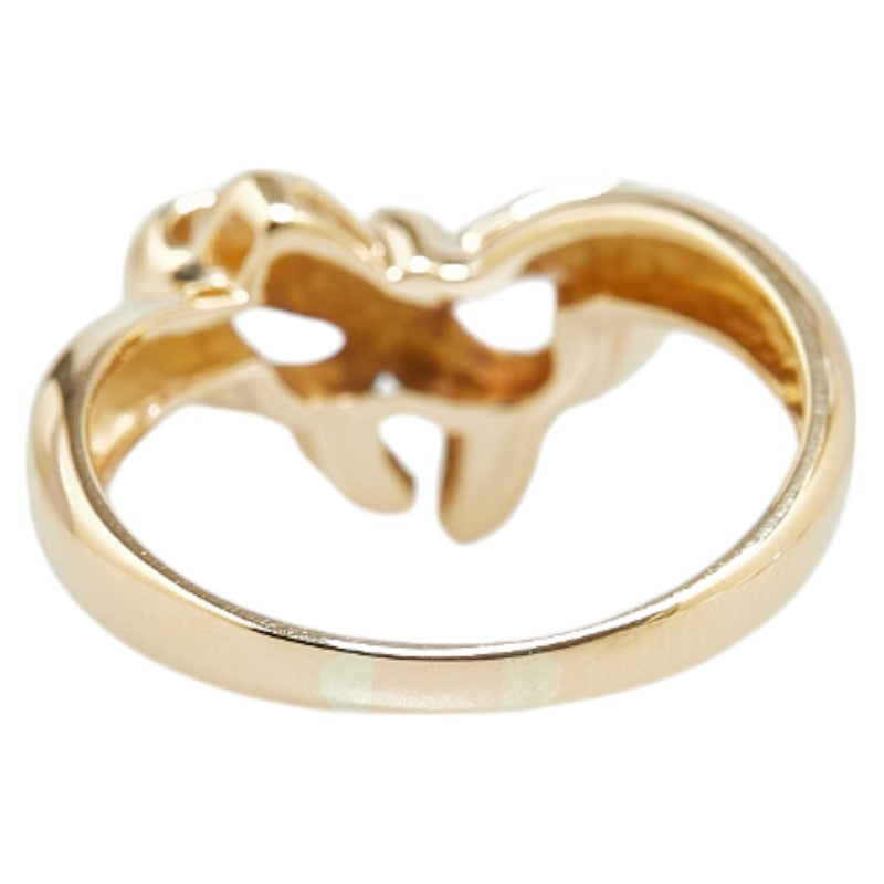 K18YG Yellow Gold Diamond Ribbon Motif Ring