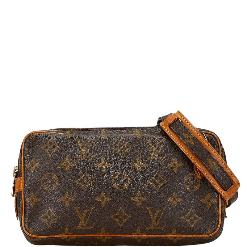 Louis Vuitton Monogram Pochette Marly Bandouliere Shoulder Bag M51828 Brown PVC Leather in Very Good Condition