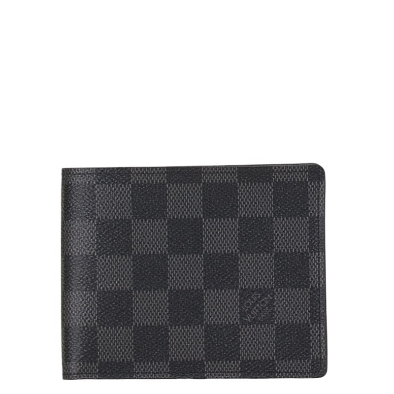 Louis Vuitton Damier Graphite Canvas Leather Bifold Wallet N63074 in Very Good Condition