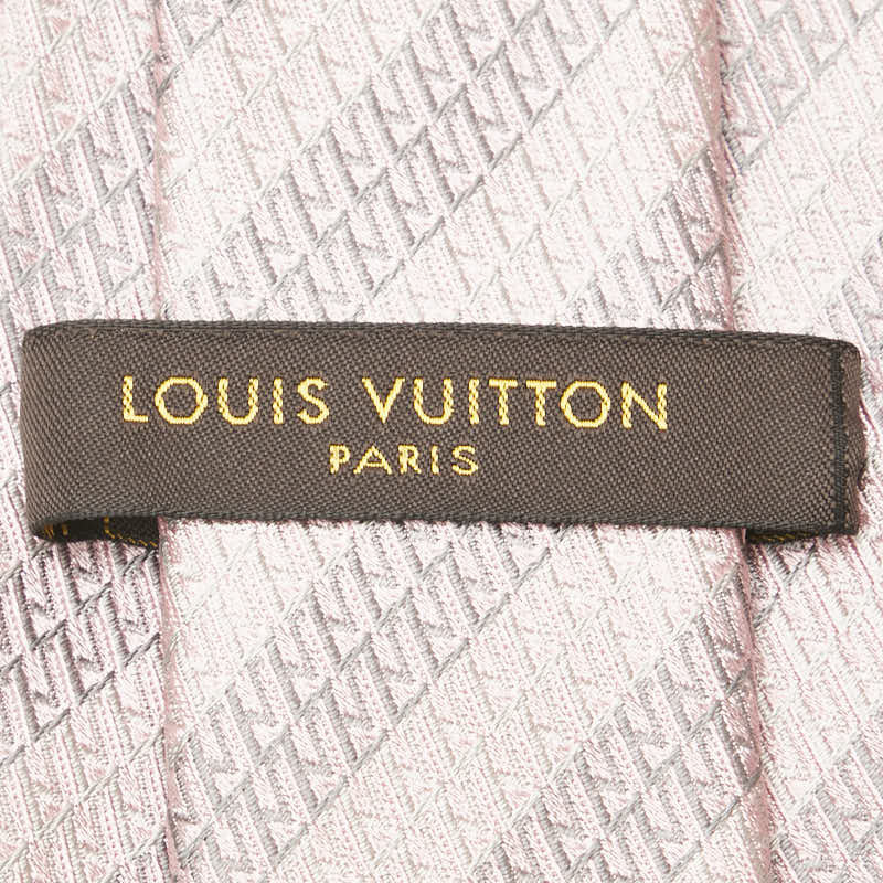 Louis Vuitton Silk Logo Tie Pink Gray in Great Condition