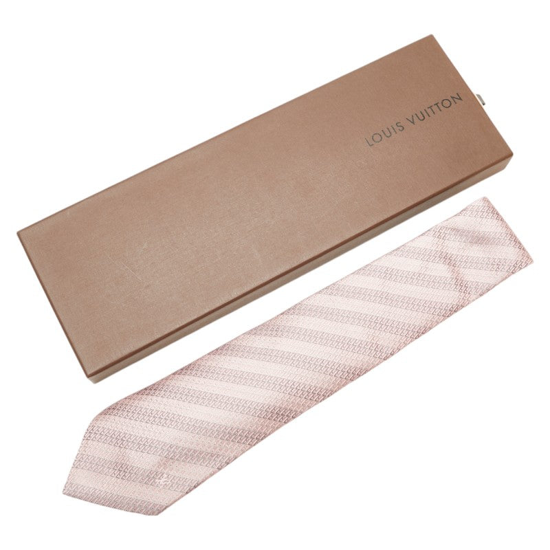 Louis Vuitton Silk Logo Tie Pink Gray in Great Condition