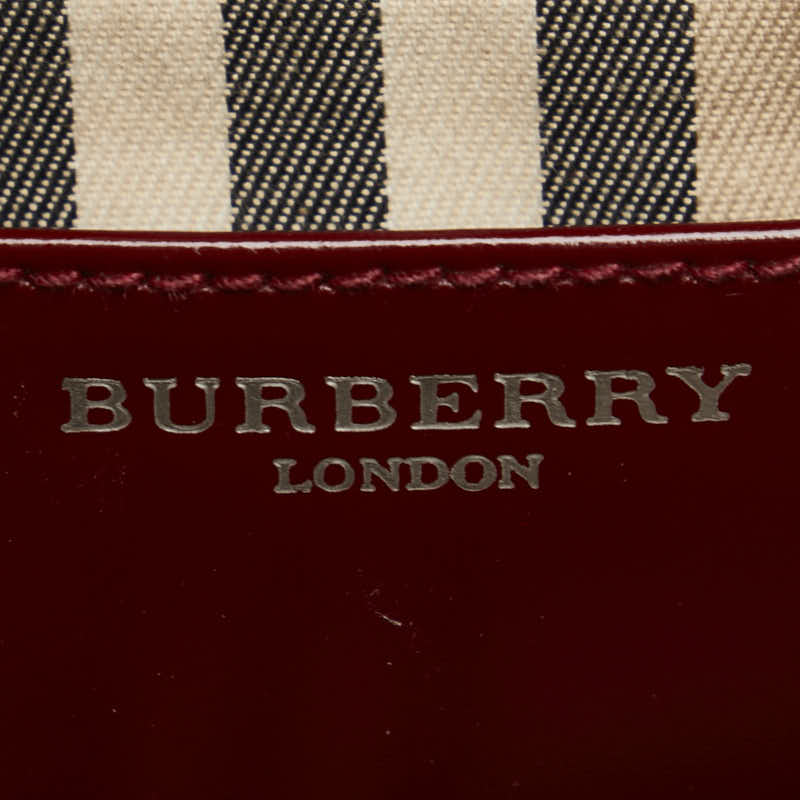 Burberry Nova Check Tweed Denim Enamel Handbag in Very Good Condition