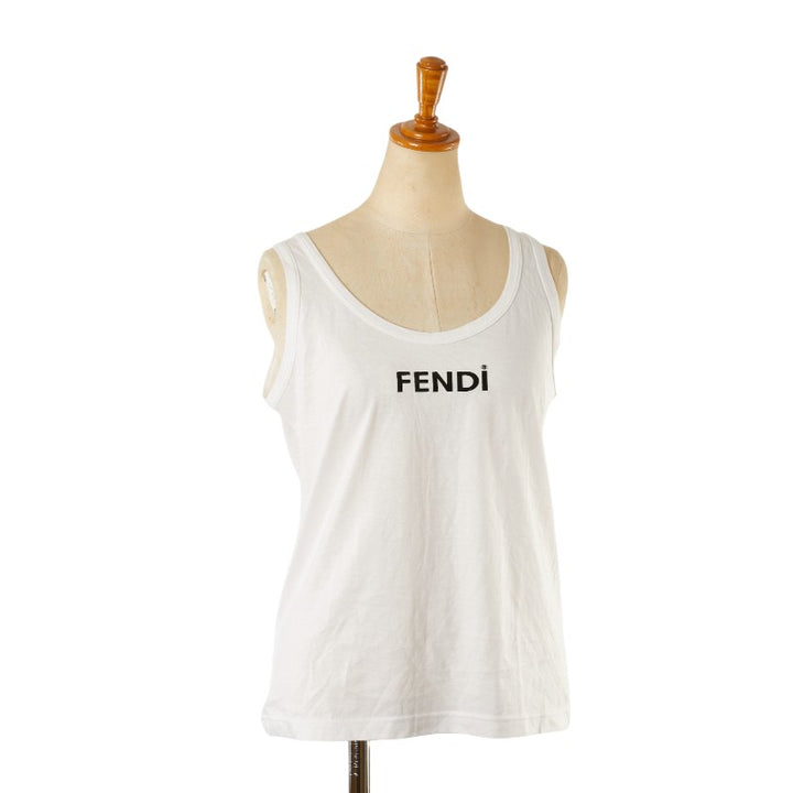 Fendi Logo Sleeveless Cotton T-Shirt in Excellent Condition