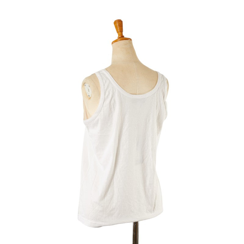 Fendi Logo Sleeveless Cotton Top White Black in Excellent Condition