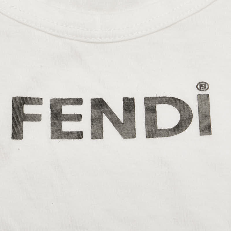 Fendi Logo Sleeveless Cotton Top White Black in Excellent Condition