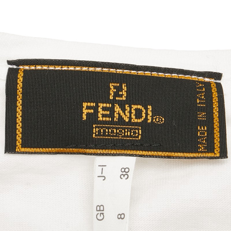 Fendi Logo Sleeveless Cotton Top White Black in Excellent Condition