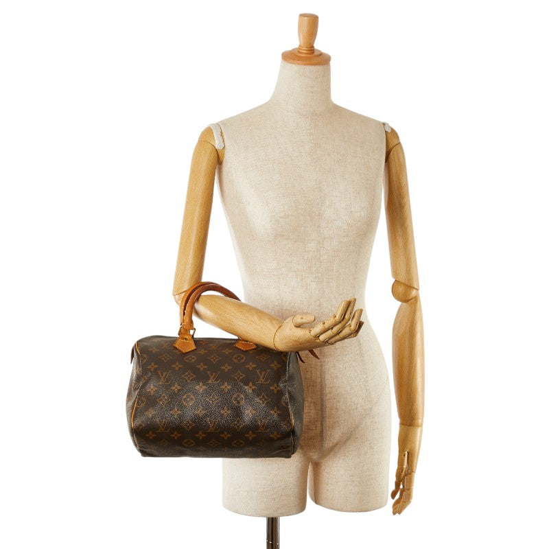 Louis Vuitton Monogram Speedy 25 Handbag M41528 Brown PVC Leather