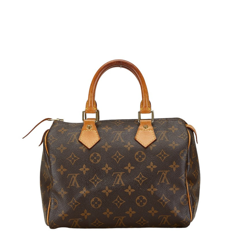 Louis Vuitton Monogram Speedy 25 Handbag M41528 Brown PVC Leather