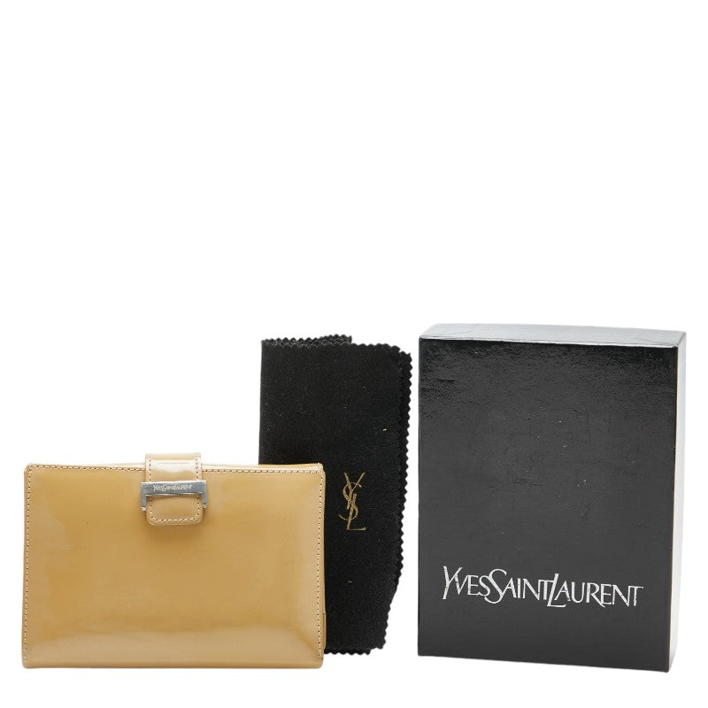 Yves Saint Laurent Leather Bifold Wallet Beige in Very Good Condition