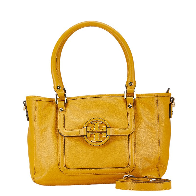 Tory Burch Amanda 2WAY Leather Handbag Yellow in Very Good Condition