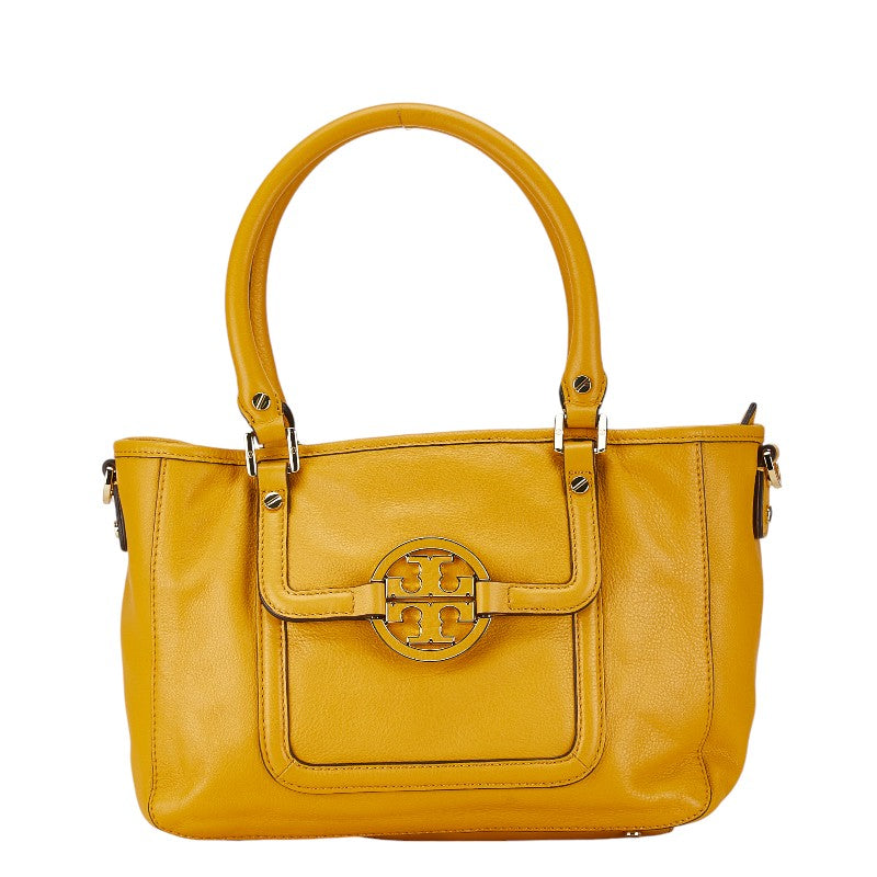 Tory Burch Amanda 2WAY Leather Handbag Yellow in Very Good Condition