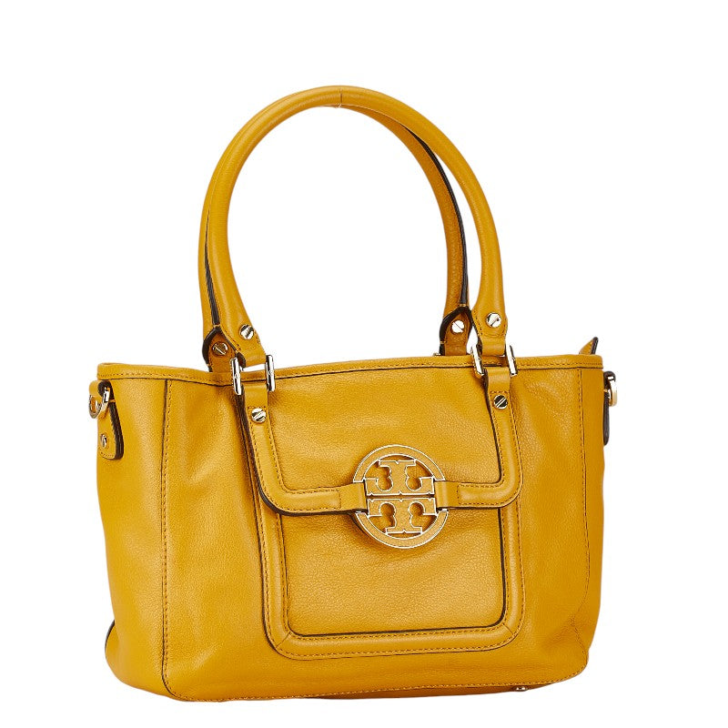 Tory Burch Amanda 2WAY Leather Handbag Yellow in Very Good Condition