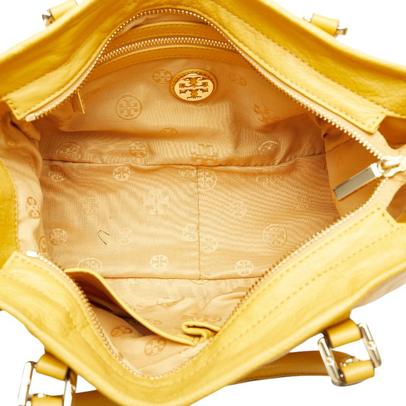 Tory Burch Amanda 2WAY Leather Handbag Yellow in Very Good Condition