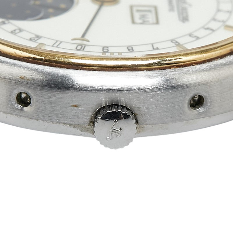 Jaeger-LeCoultre Triple Calendar Moonphase Watch 145.119.5 Stainless Steel Leather Automatic in Very Good Condition