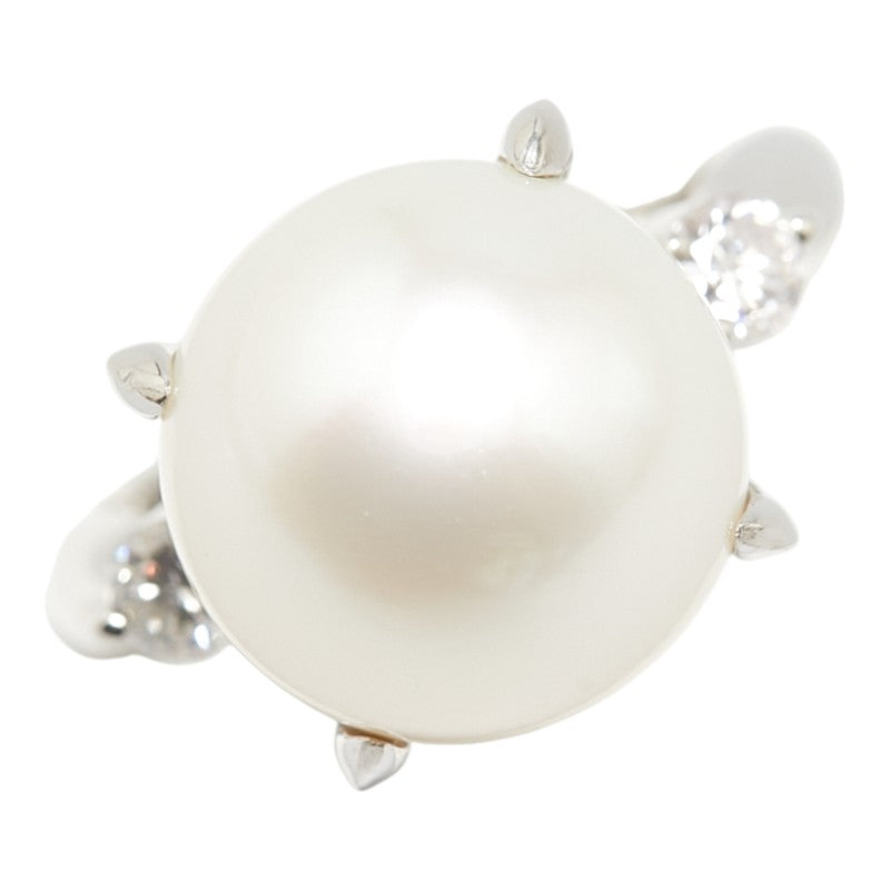 Pt900 Platinum White Pearl 12.8mm Diamond 0.31ct Ring