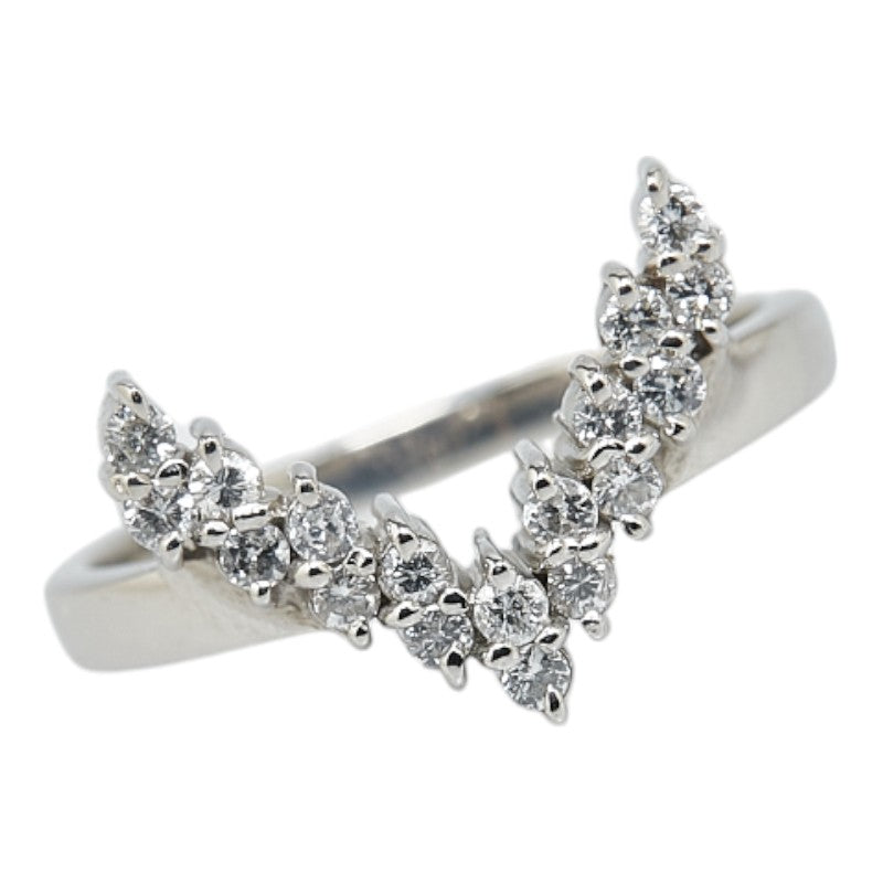 Pt900 Platinum Diamond V-Shaped Ring Size 11