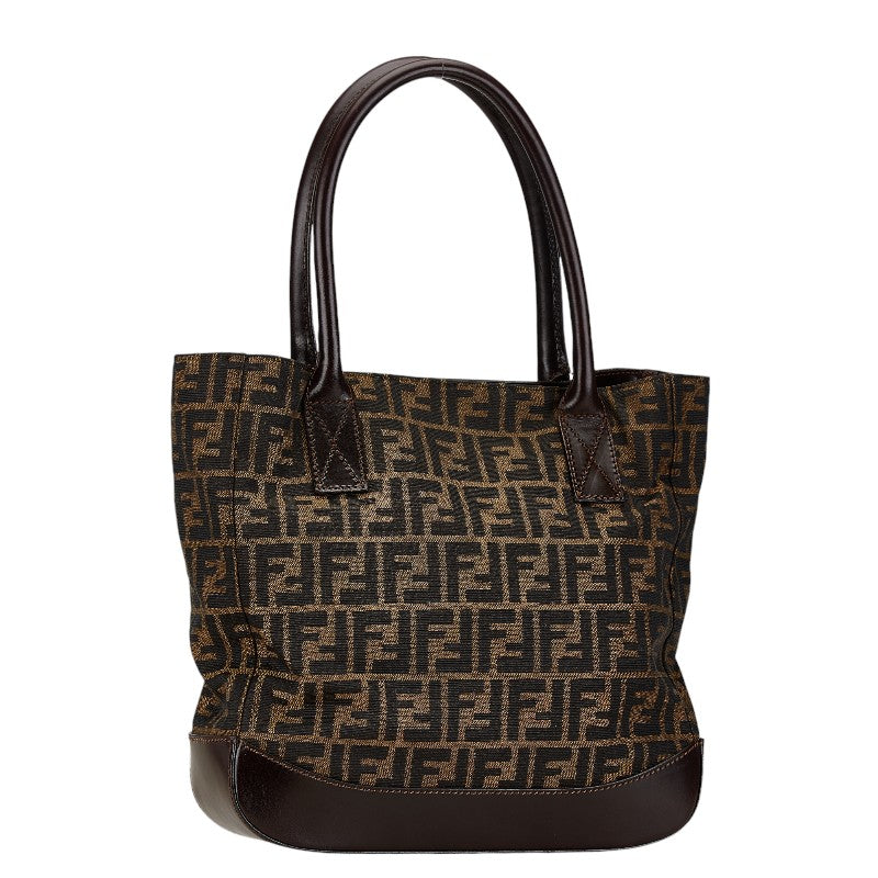 Fendi Zucca Canvas Leather Tote Bag