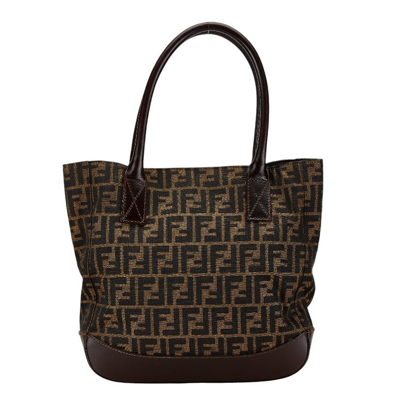 Fendi Zucca Canvas Leather Tote Bag