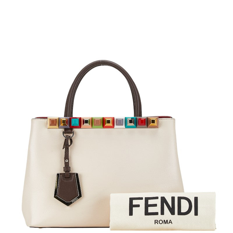 Fendi Leather Petit 2Jours Rainbow Studs Handbag 8BH253 in Very Good Condition