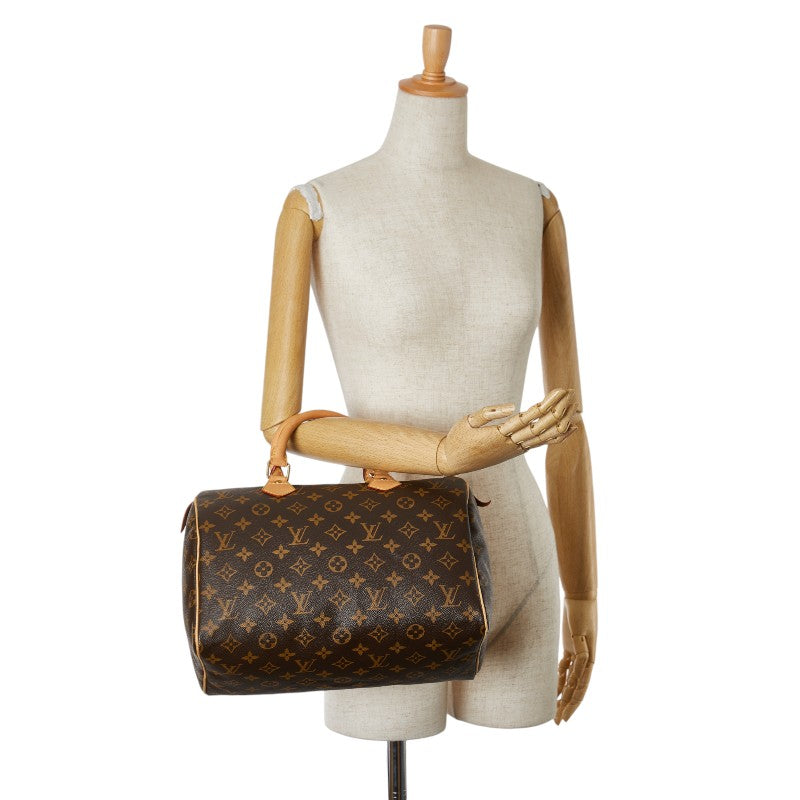 Louis Vuitton Monogram Speedy 30 Handbag M41526 Brown PVC Leather