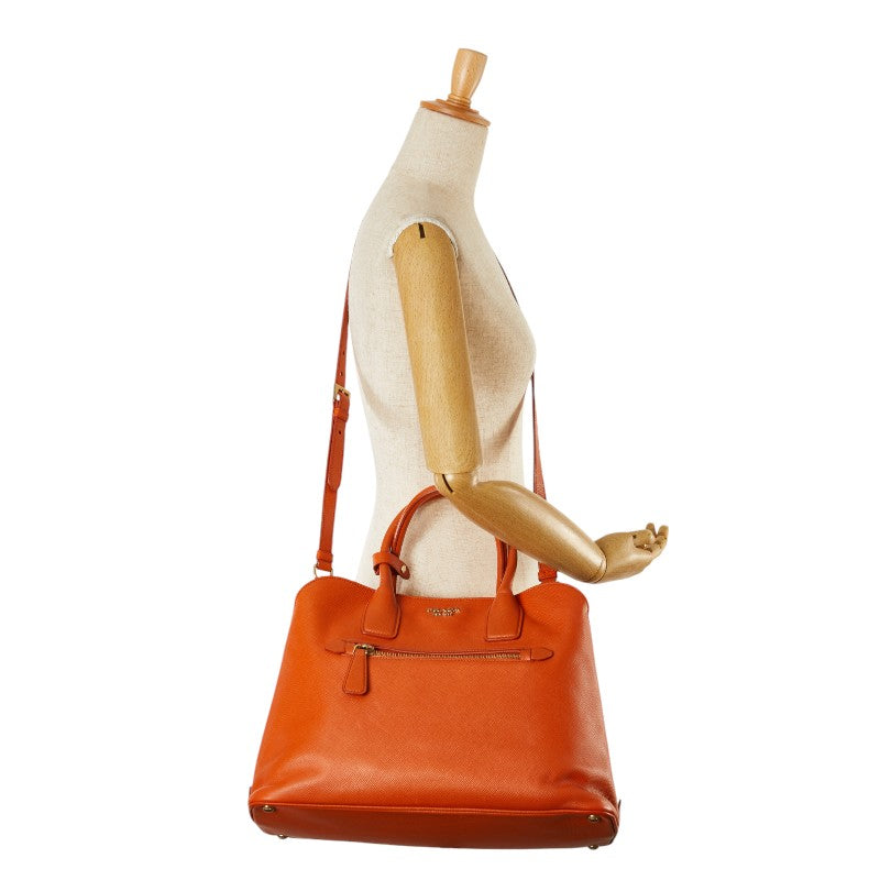 Prada Saffiano Leather 2WAY Handbag Orange in Very Good Condition