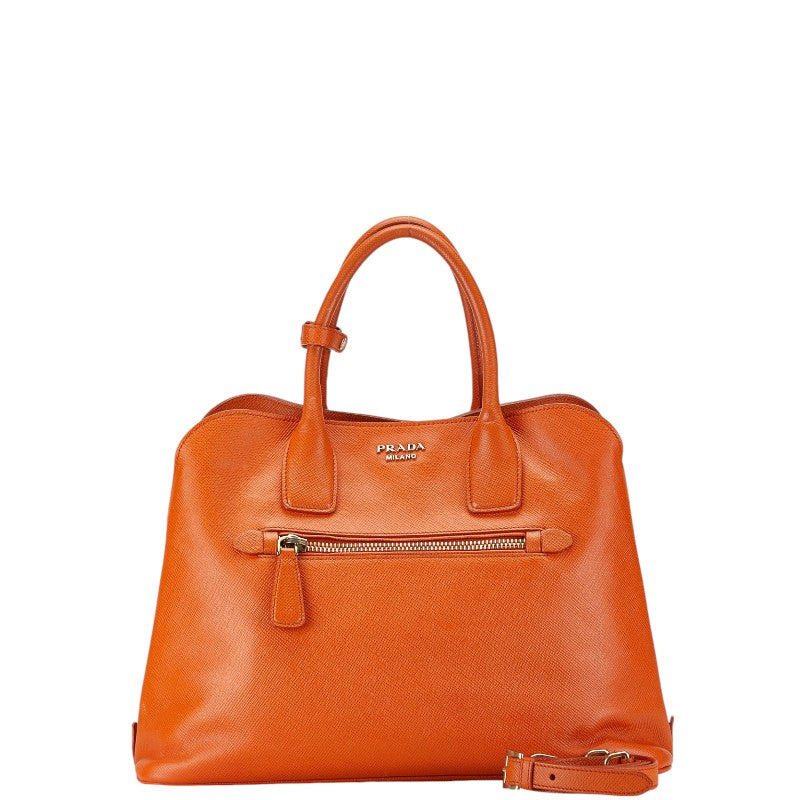 Prada Saffiano Leather 2WAY Handbag Orange in Very Good Condition