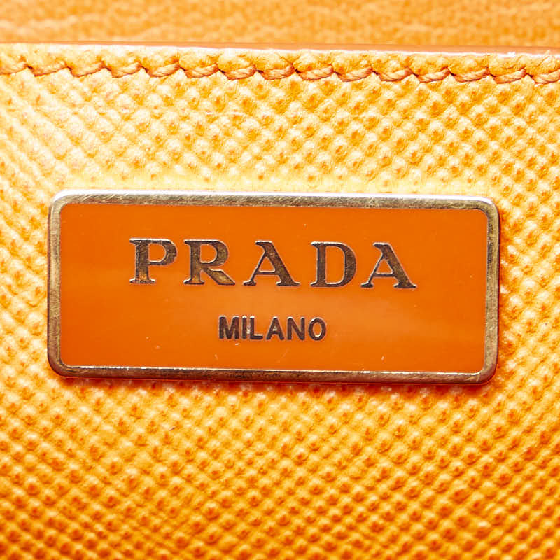 Prada Saffiano Leather 2WAY Handbag Orange in Very Good Condition