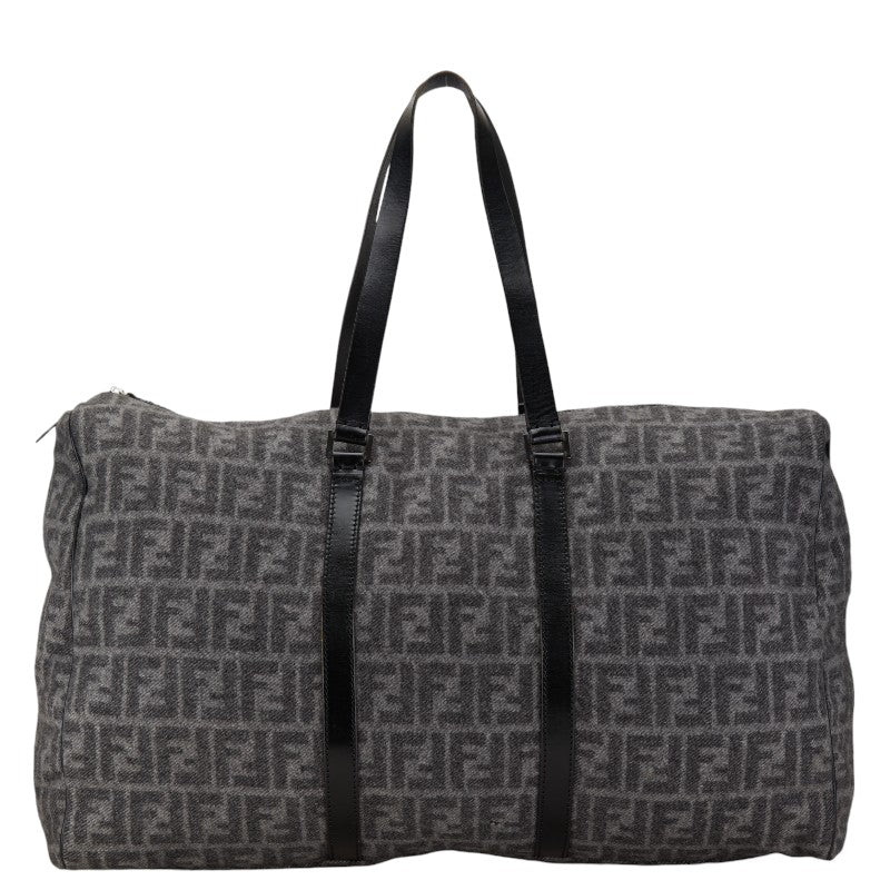 Fendi Zucca Boston Bag Wool Leather 15611