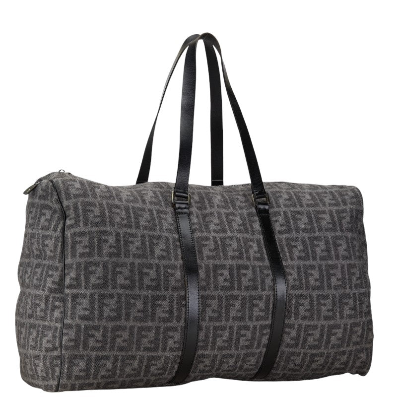 Fendi Zucca Boston Bag Wool Leather 15611