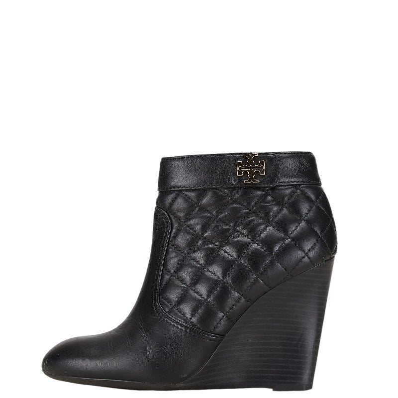 Tory Burch Quilted Leather Short Boots Size 7 Black in Very Good Condition