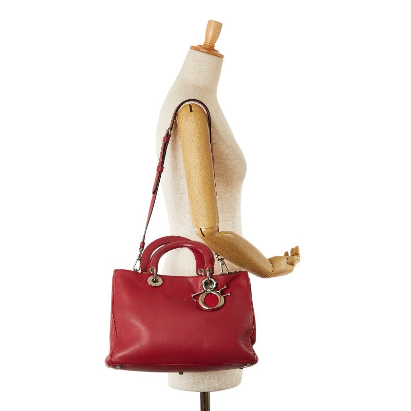 Dior Lady Dior Leather Shoulder Bag Red