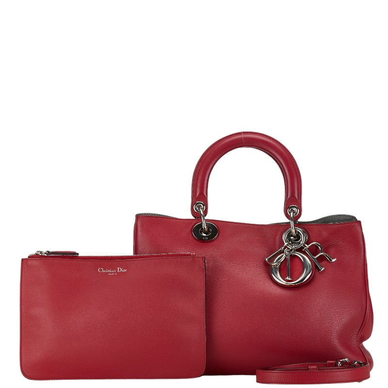 Dior Lady Dior Leather Shoulder Bag Red