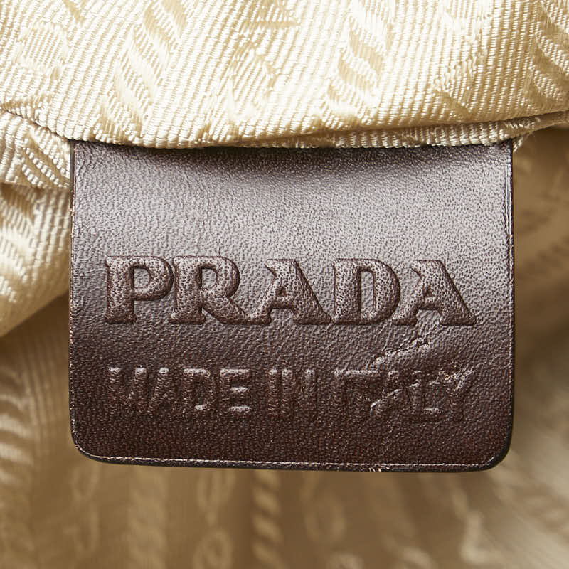 Prada Logo Jacquard Canvas Leather 2WAY Tote Bag in Very Good Condition