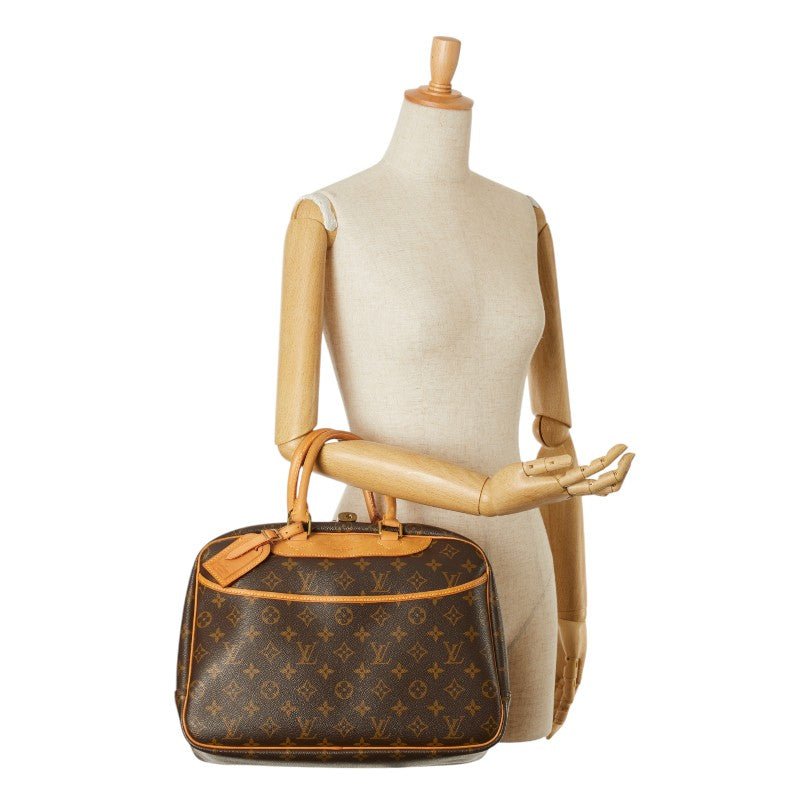 Louis Vuitton Monogram Deauville Handbag M47270 Brown PVC Leather in Very Good Condition