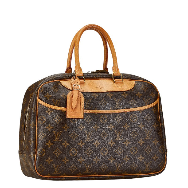 Louis Vuitton Monogram Deauville Handbag M47270 Brown PVC Leather in Very Good Condition