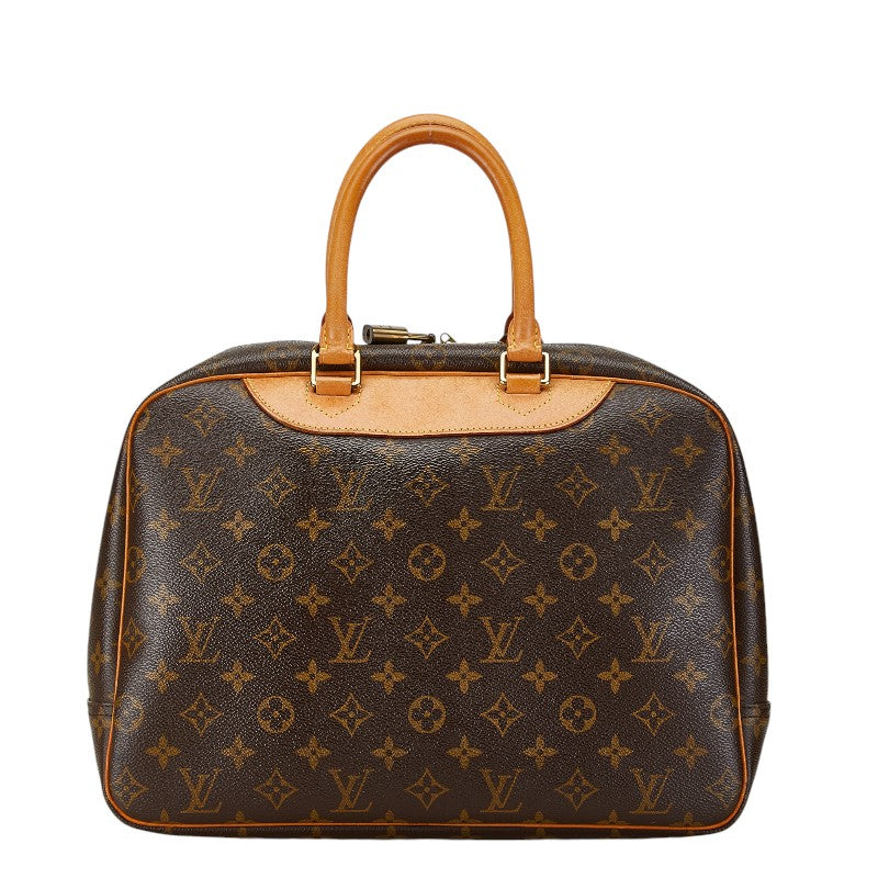 Louis Vuitton Monogram Deauville Handbag M47270 Brown PVC Leather in Very Good Condition