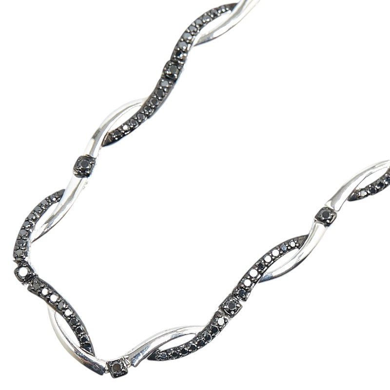 K18WG White Gold Black Diamond 2.80ct Necklace in Great Condition