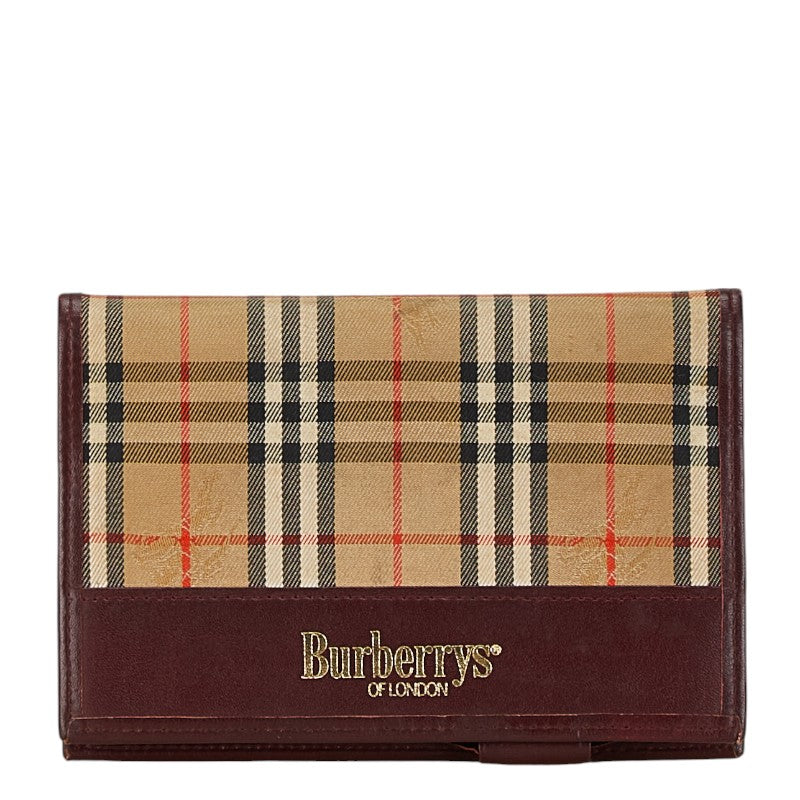 Burberry Nova Check Shadow Horse Canvas Leather Notebook Cover in Very Good Condition